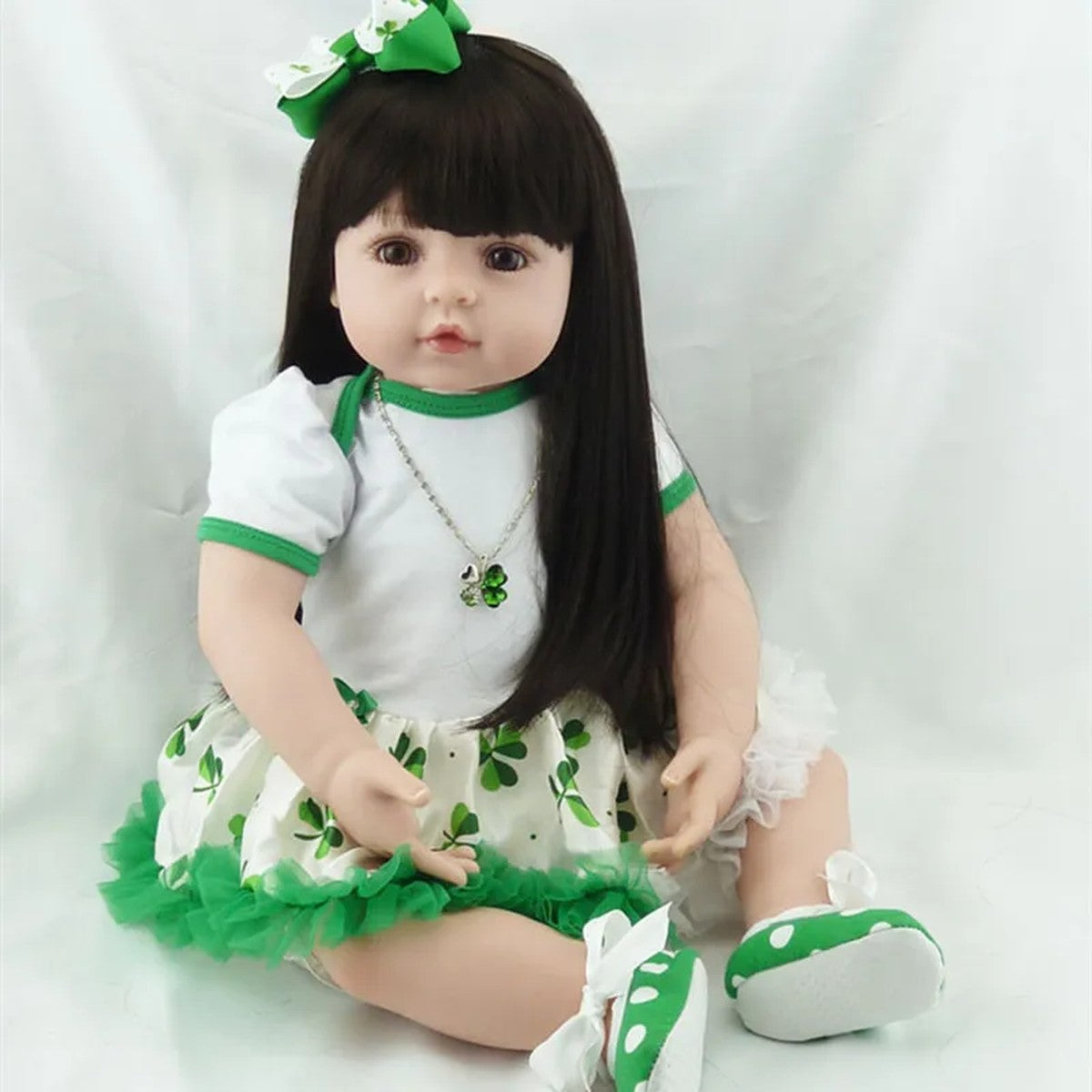 Ivy, 19 inch reborn baby doll in her clover dress