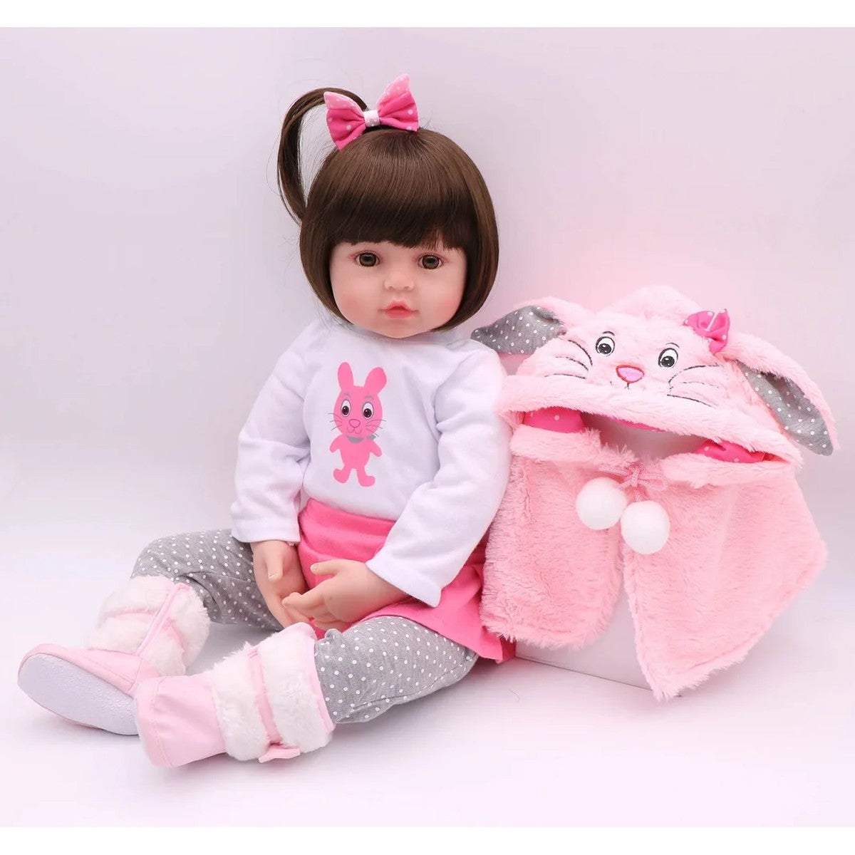 Rosie, 19 inch reborn baby doll with her bunny hood