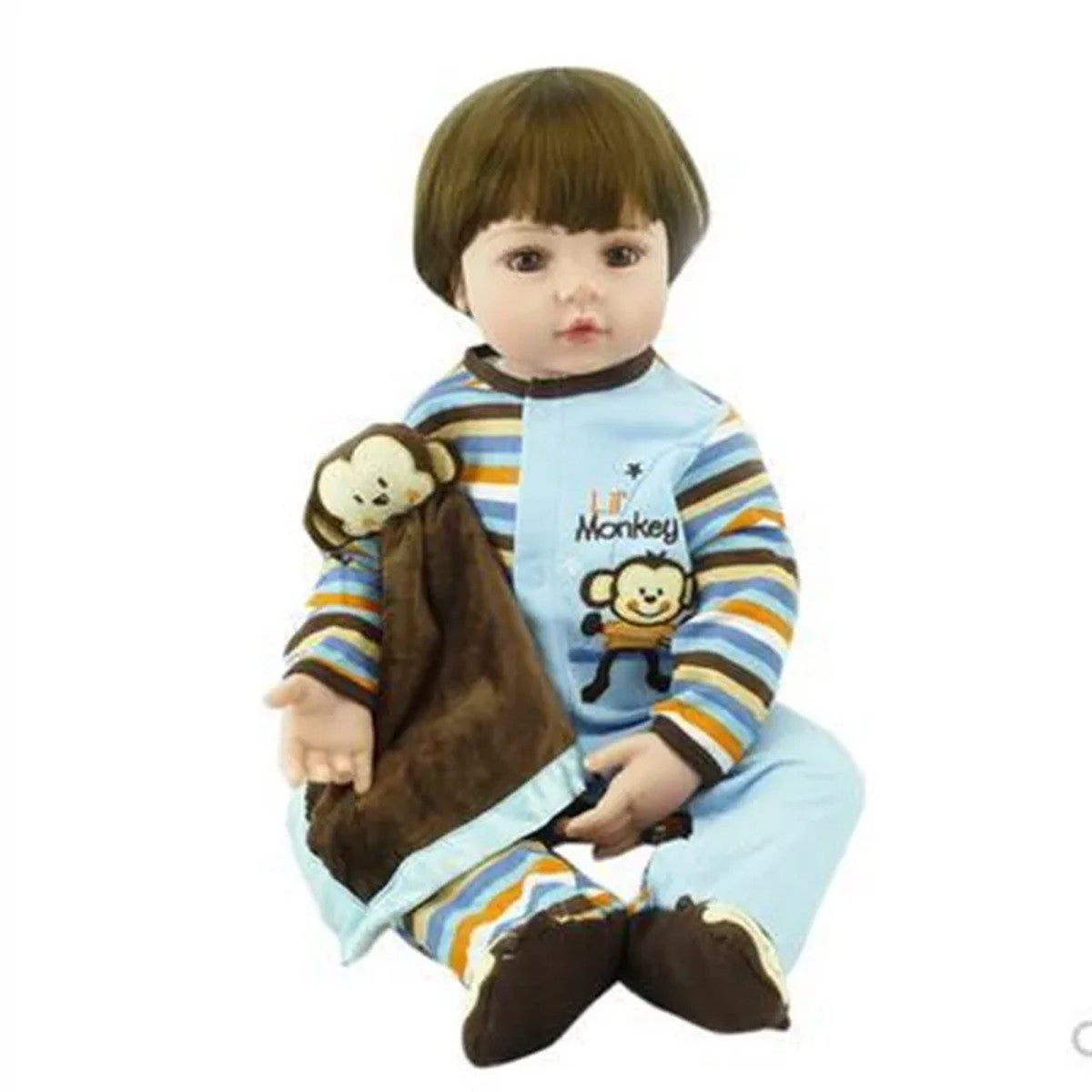 Theo, 19 inch reborn baby doll with his monkey blanket